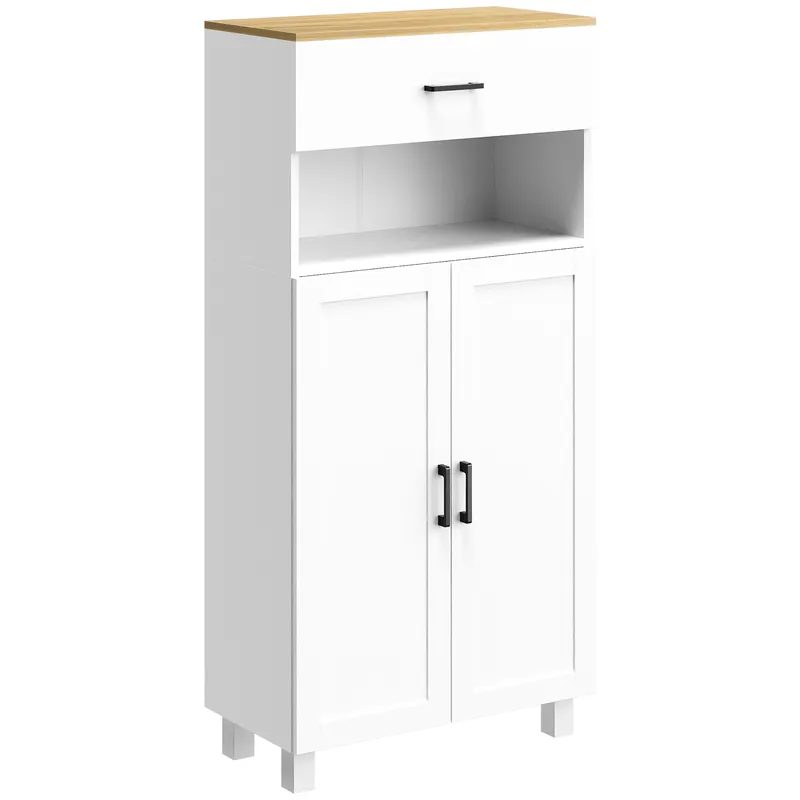 Homcom Freestanding Kitchen Storage Cabinet with Cupboard, Drawer in White - White - Size: One Size