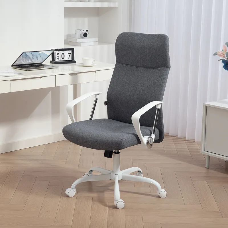 Homcom High Back Office Chair, Computer Desk Chair for Home, Grey - Grey