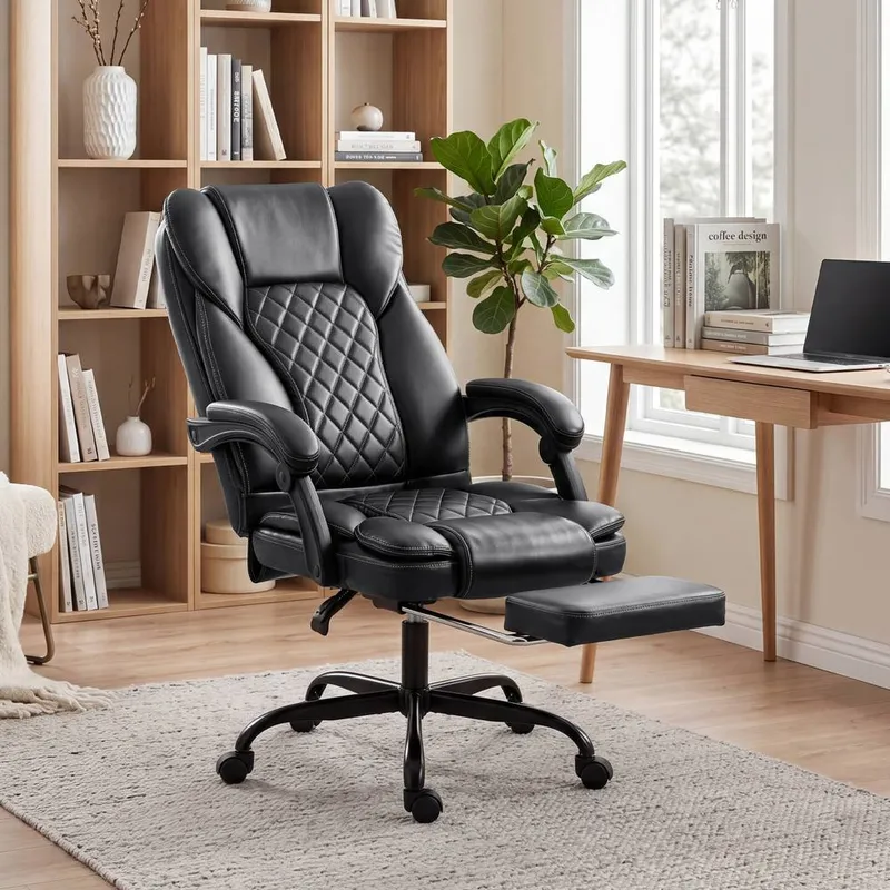 Homcom Home Office Chair Reclining Function High Back, Black Black