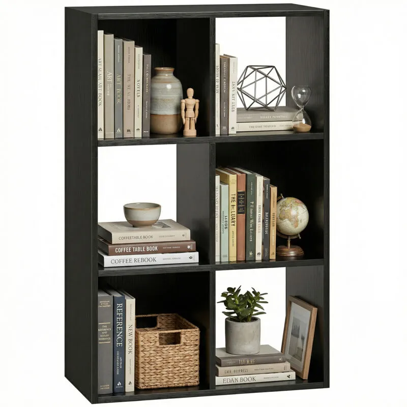 Homcom Industrial Style Storage Shelf, Bookcase, Bookshelf in Black Black