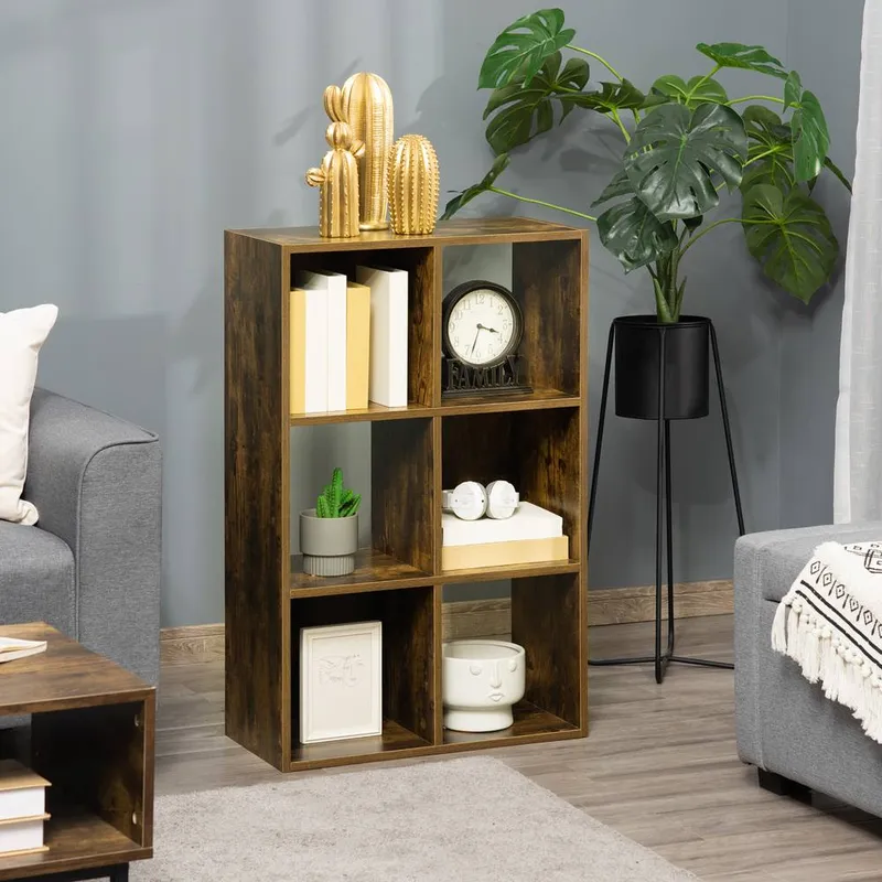 Homcom Industrial Style Storage Shelf, Bookcase, Freestanding Bookshelf in Brown - Brown - Size: One Size