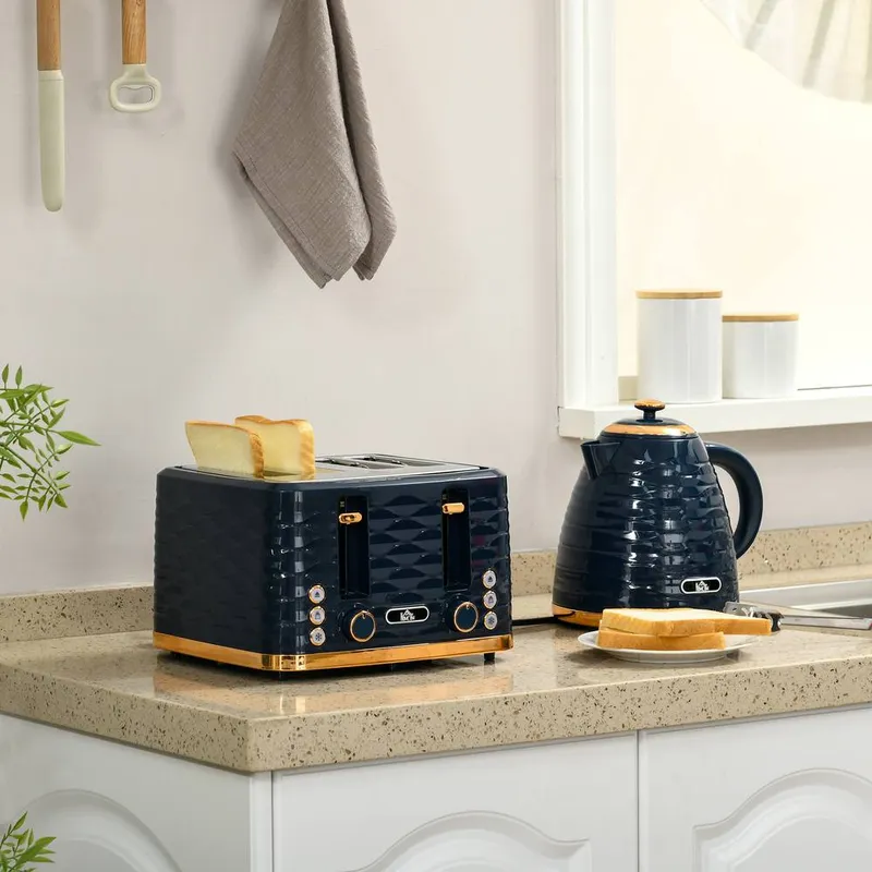 Homcom Kettle & Toaster Set 1.7L Kettle & Toaster in Blue - Blue