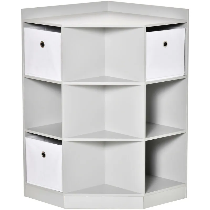 Homcom Kids Bookcase, 3 Tier Toy Organiser Storage Unit BookShelf - Grey