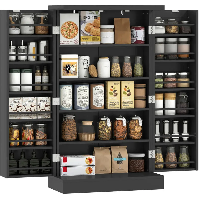 Homcom Kitchen Cupboard w/ 5 Tiers, 12 Spice Racks, Kitchen Storage Cabinet