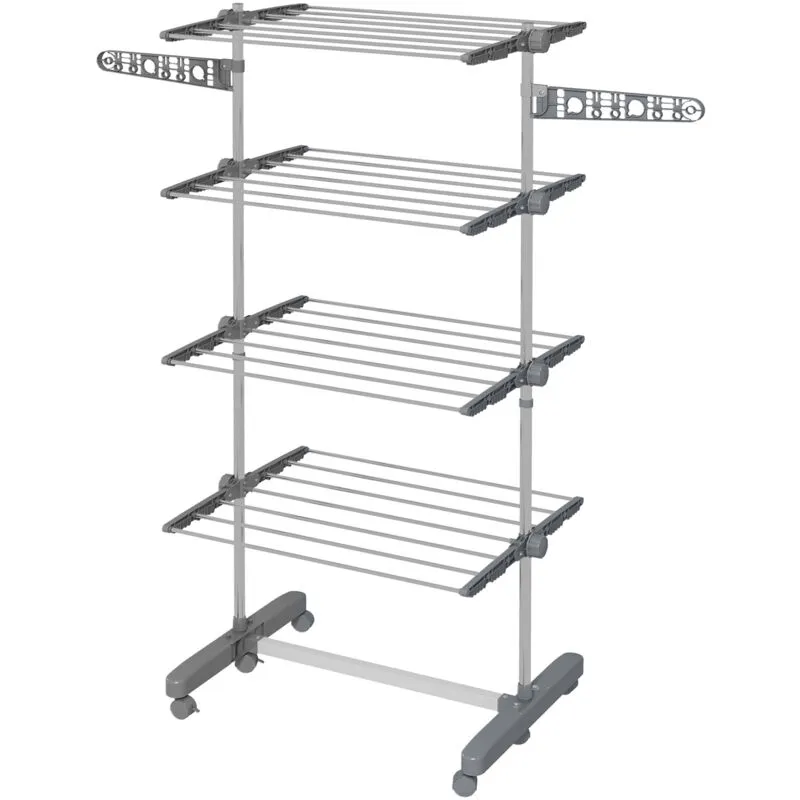 Homcom Large Clothes Airer Stainless Steel Clothes Drying Rack in Grey - Grey - Size: L