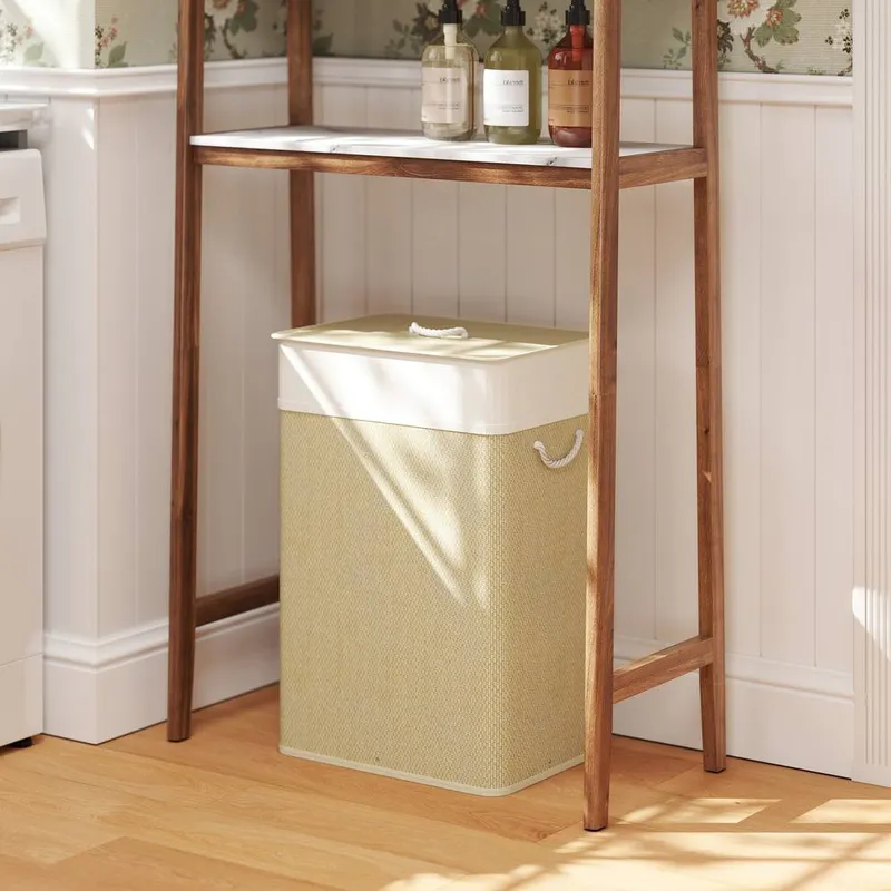 Homcom Laundry Hamper with Removable Washable Liner Bag, Nature Wood Finish in Natural - Natural
