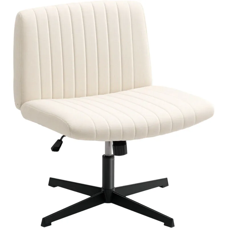 Homcom Linen Criss Cross Legged Office Chair with Tilt Function in Cream Cream