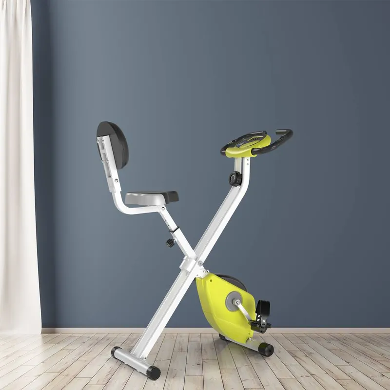 Homcom Magnetic Resistance Exercise Bike Foldable LCD Adjustable Seat in Yellow - Yellow