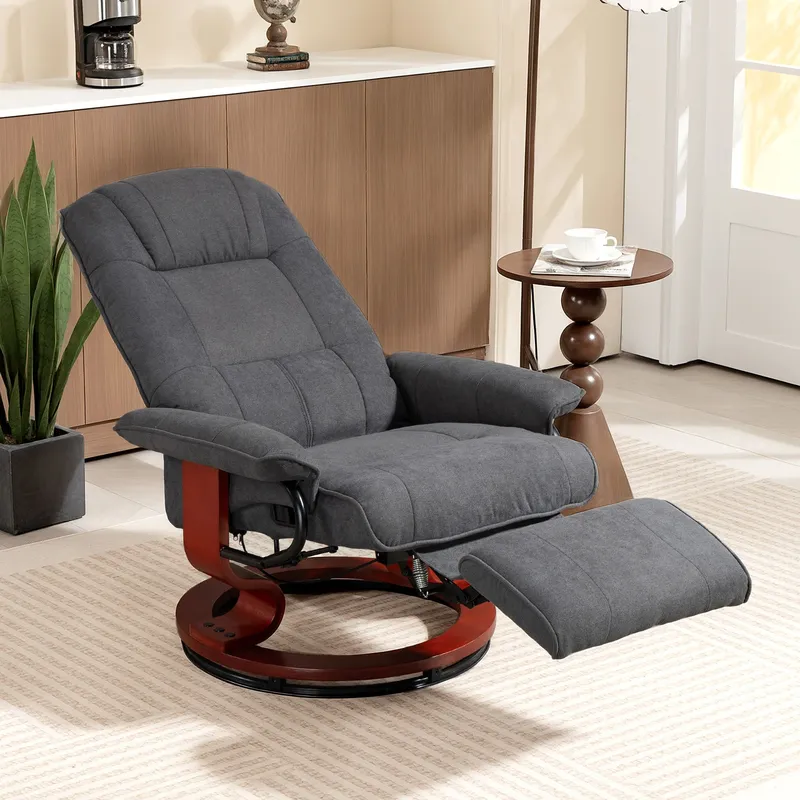 Homcom Manual Recliner Swivel Reclining Chair with Footrest Armrests Grey Size: Armchair Grey Armchair