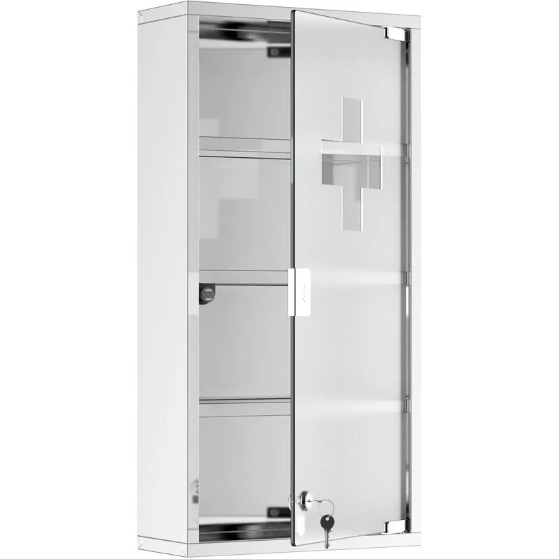 Homcom - Medicine Cabinet Houseware Stainless Steel Medicine Cabinet Glass Door