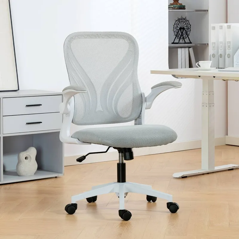 Homcom Mesh Office Chair, Computer Chair with Foldable Backrest, Grey