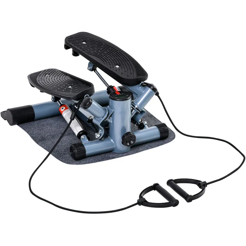 Homcom Mini Stepper Step Machine w/ Cushion Mat for Leg Arm Full Body Training in Black - Black