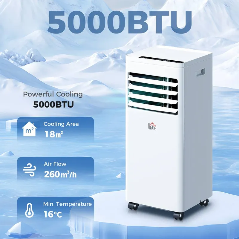 Homcom Mobile Air Conditioner White W/ Remote Control Cooling Ventilating 557W - White