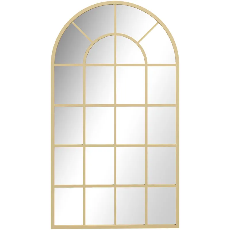 Homcom Modern Arch Window Wall Mirror for Living Room Bedroom, Gold Tone