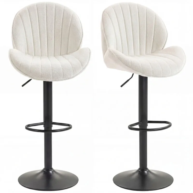 Homcom Modern Bar Stools Set of 2, Swivel Counter Height Barstools, Cream