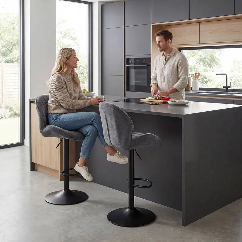 Homcom Modern Bar Stools Set of 2, Swivel Counter Height Barstools, Grey Grey