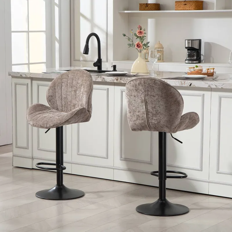 Homcom Modern Bar Stools Set of 2, Swivel Counter Height Barstools in Brown Brown