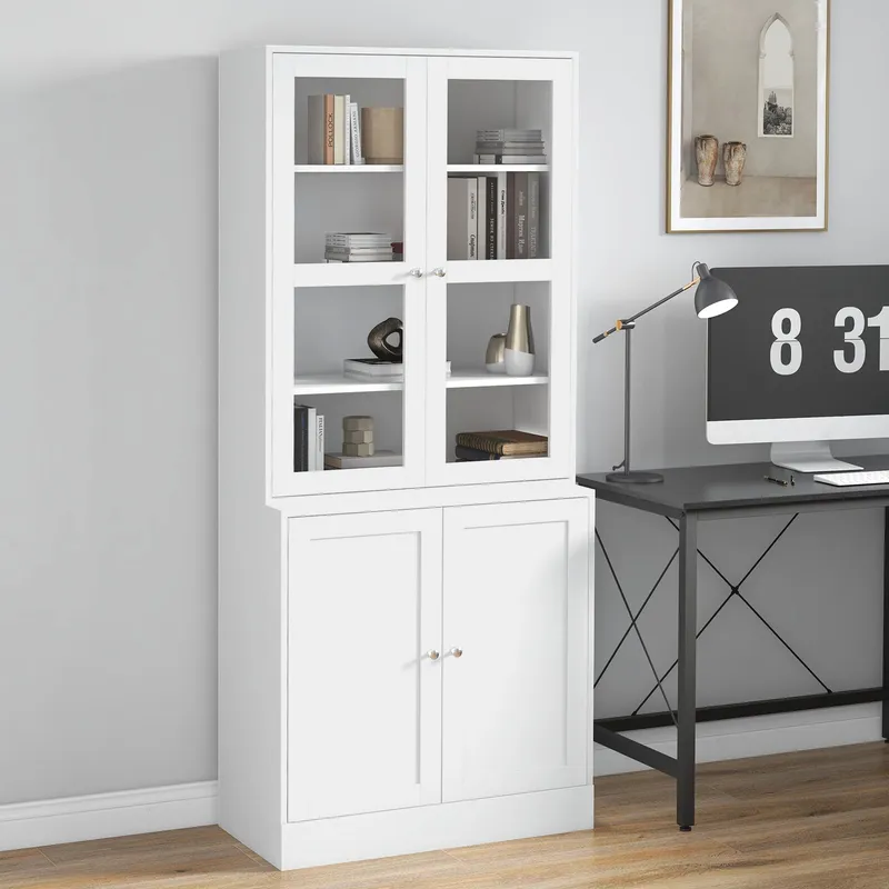Homcom Modern Bookcase Display Storage Unit in White - White - Size: One Size