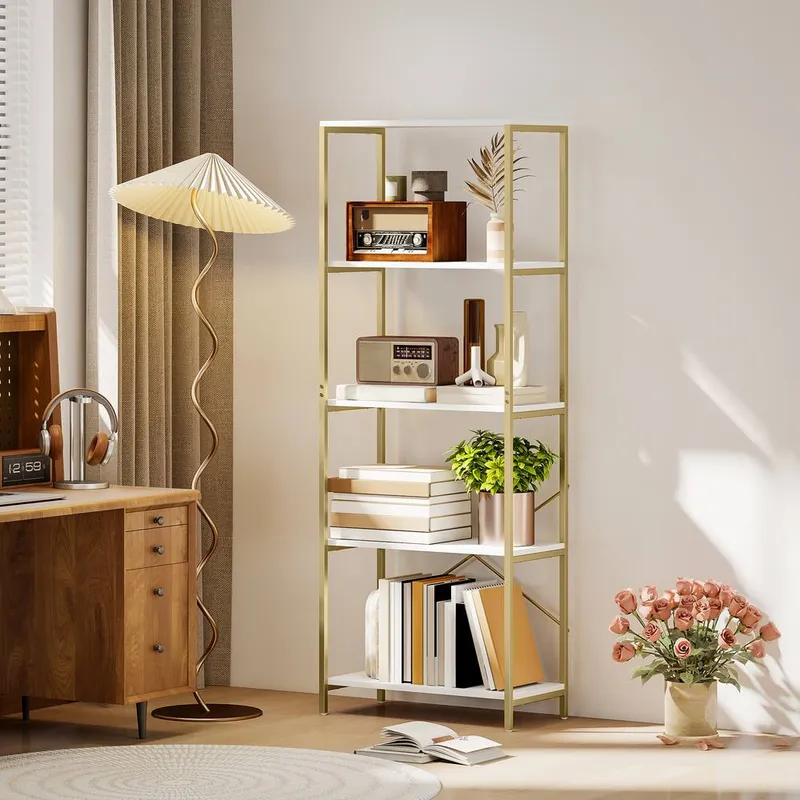 Homcom Modern Bookshelf, Freestanding Bookcase in White - White