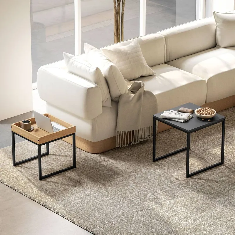 Homcom - Modern Coffee Table Set Square Nest of Tables for Small Space Black