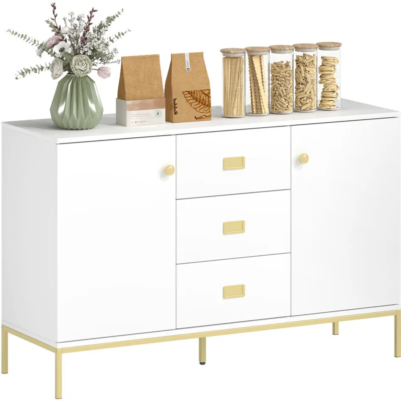 Homcom Modern Sideboard, Storage Cabinet, Accent Cupboard White