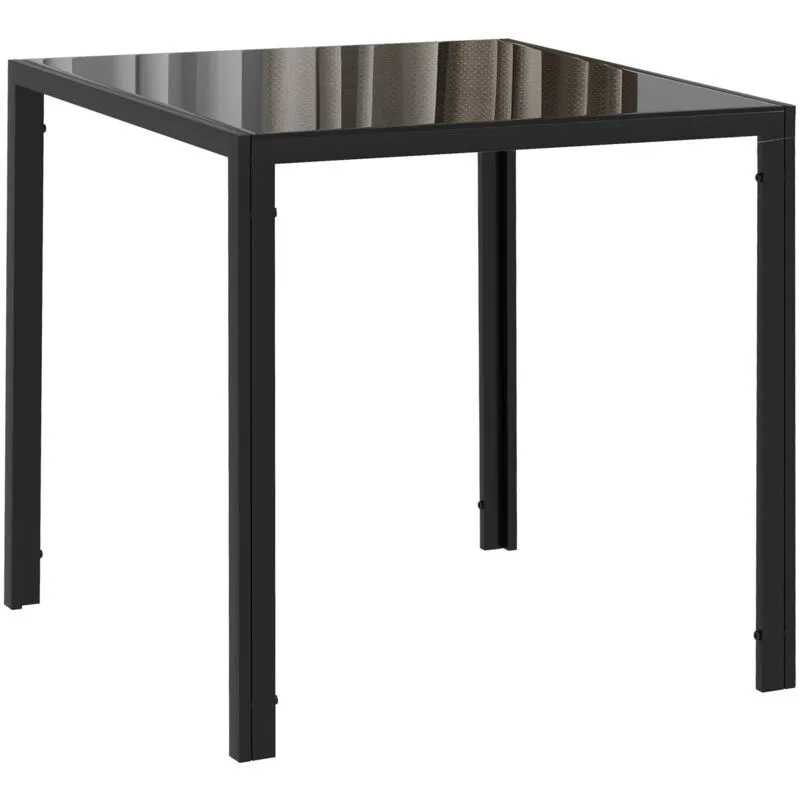 Homcom Modern Square Dining Table with Tempered Glass Top Metal Legs in Black - Black - Size: One Size