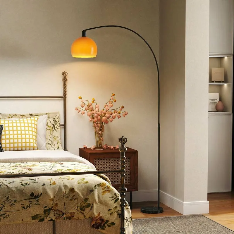 Homcom Modern Standing Lamp with Shade & Foot Switch, Black Size: Large - Black