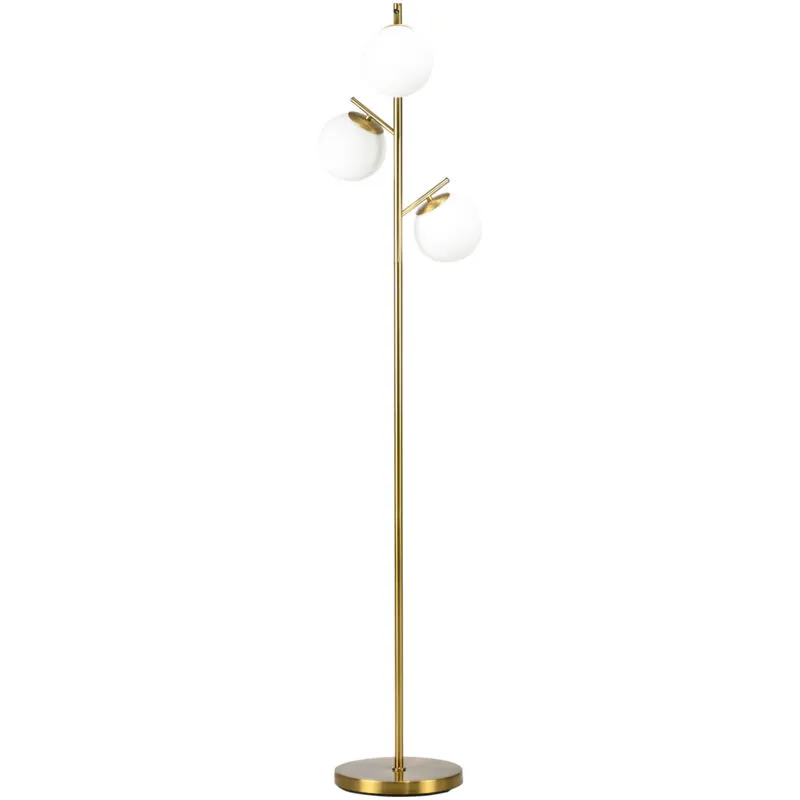 Homcom Modern Tree Floor Lamp with 3 Light, for Living Room Bedroom in Gold - Gold