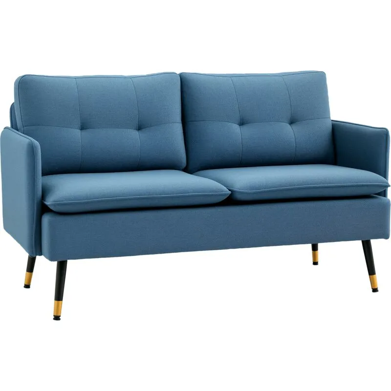 Homcom - Modern Upholstered Two Seater Sofa for Bedroom Living Room Blue