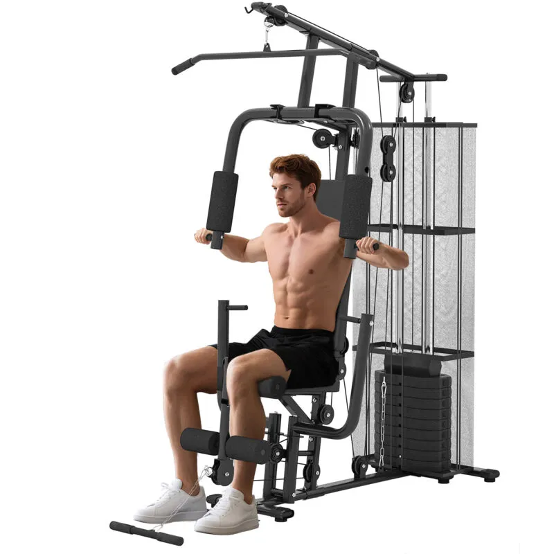 Homcom - Multifunction Home Gym Weight Training Station Machine Black