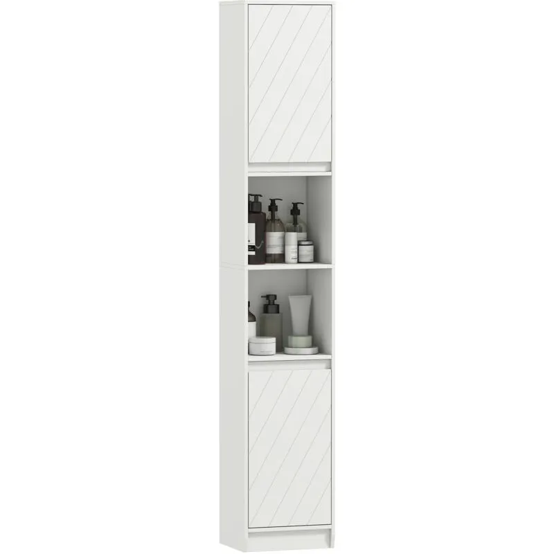 Homcom - Narrow Bathroom Storage Cabinet with Open Compartment, White