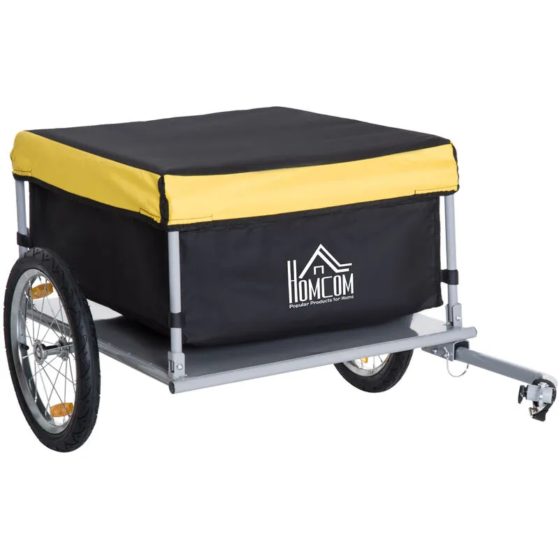 Homcom - New Bicycle Bike Cargo Wagon Trailer Cart Carrier Shopping Yellow and Black