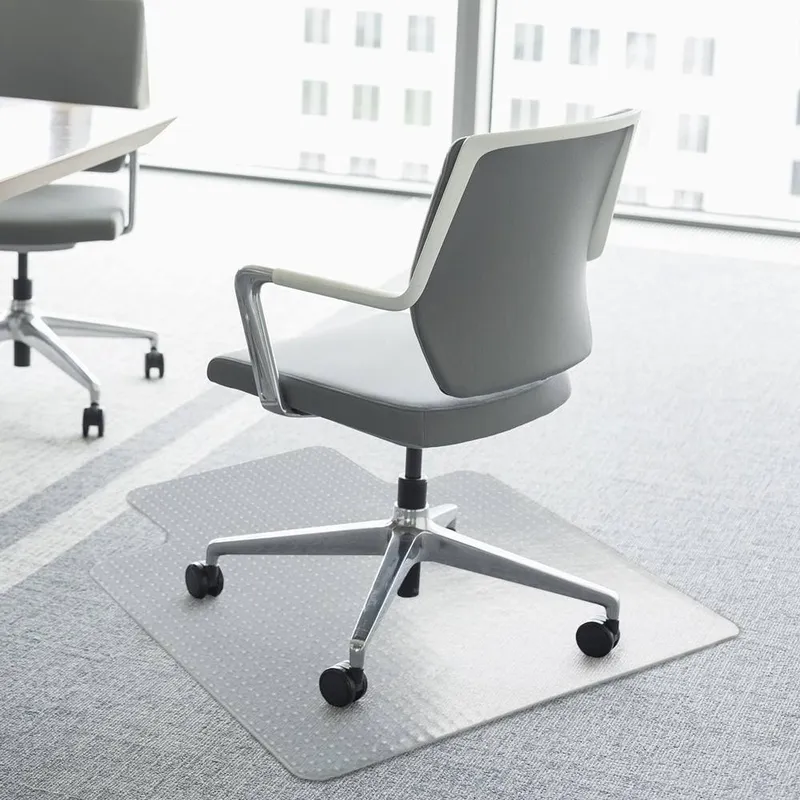 Homcom Office Carpet Protector Chair Mat Clear Spike Non Slip Studs Frosted in White Size: 90cm x 120cm - White