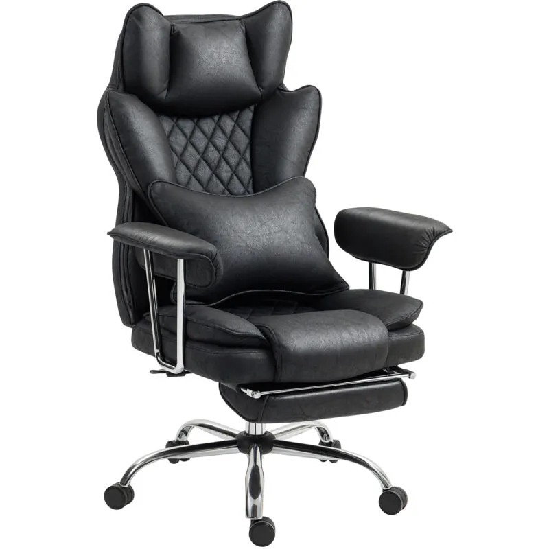 Homcom Office Chair, High Back Leathaire Desk Chair for Home, Black