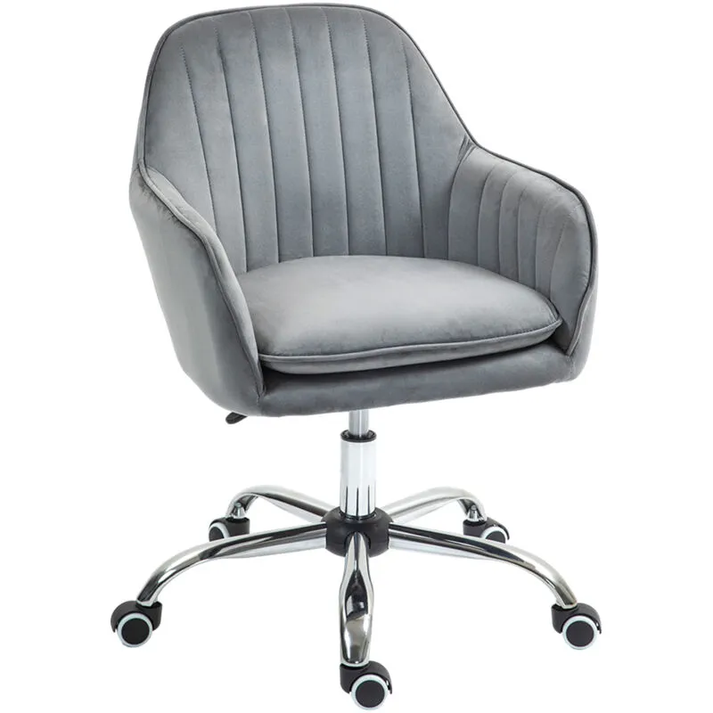 Homcom Office Chair, Swivel Desk Chair w/ Adjustable Height, Grey Grey