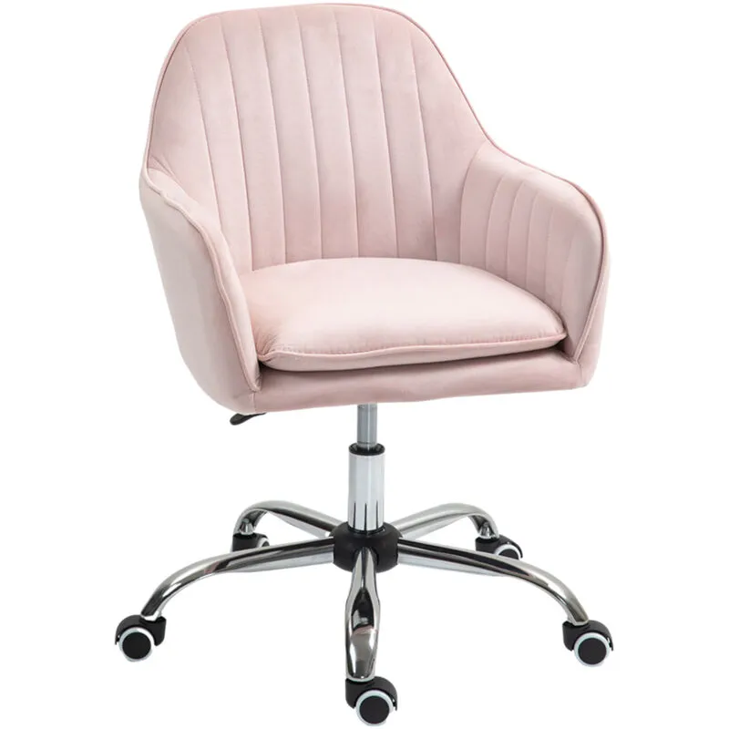 Homcom Office Chair, Swivel Desk Chair w/ Adjustable Height, Pink Pink