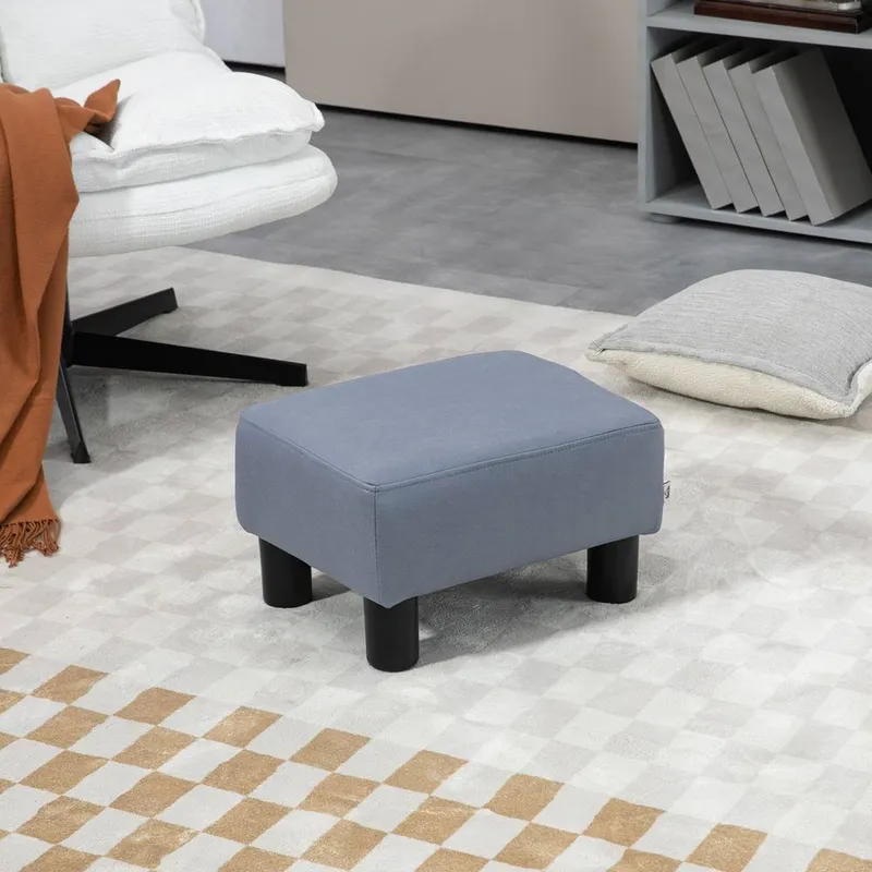 Homcom Ottoman Footrest Seat Footstool Chair Luxury Small Microfiber Cloth in Grey Grey