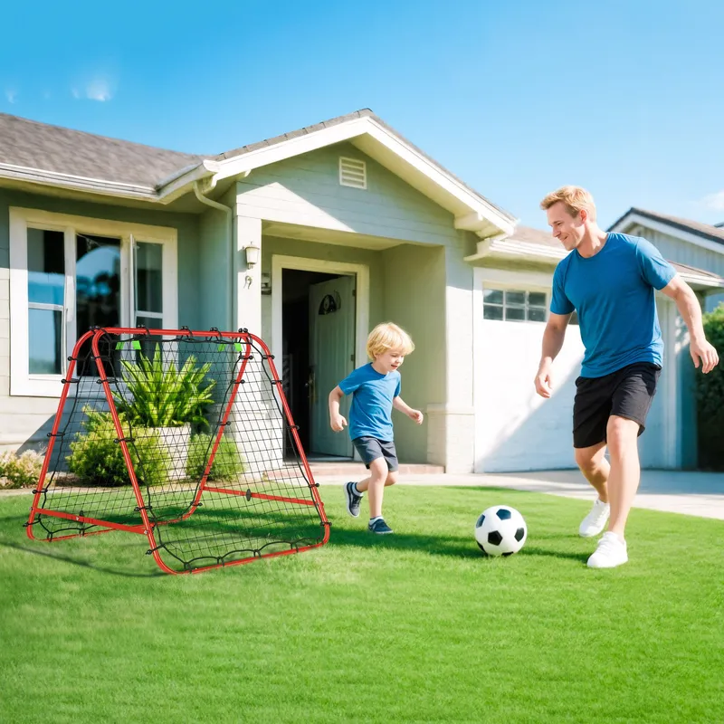 Homcom Outdoor Rebounder Net Football Goal Training Target Goal in Red Size: 100 cm Red 100 cm