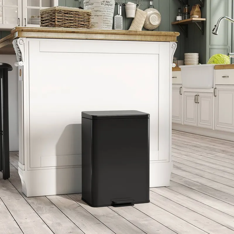 Homcom Pedal Bin with Soft-Close Lid, 20L Kitchen Bin for Home in Black Black