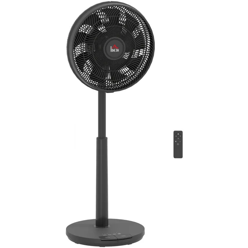 Homcom Quiet Pedestal Fan with Oscillating, Tilt in Black Black