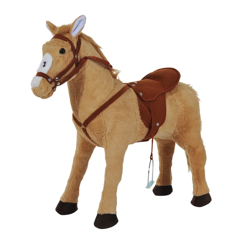 Homcom Plush Rocking Pony: Interactive Children's Toy with Sounds, Soft & Safe, Beige Aosom UK