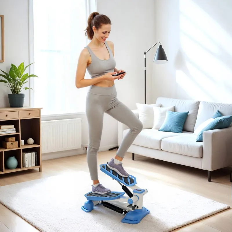 Portable Mini Stepper Step Machine for Home Gym Office Exercise Workout Blue - Homcom