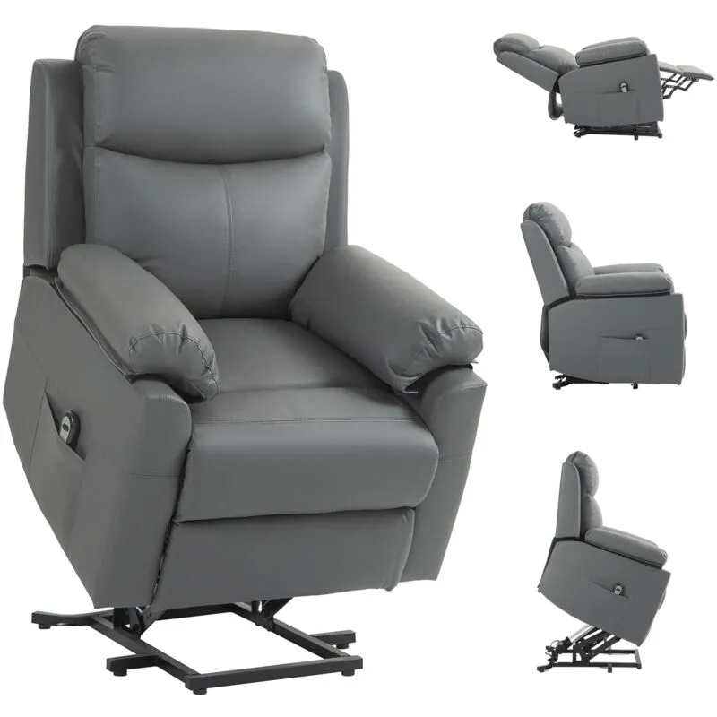 Homcom Power Lift Chair Electric Riser Armchair with Remote Control, Grey