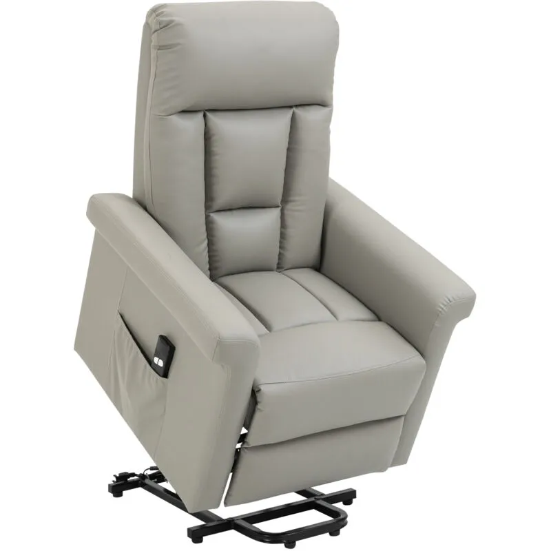 Homcom - Power Lift Chair, pu Leather Electric Recliner with Side Pocket Grey