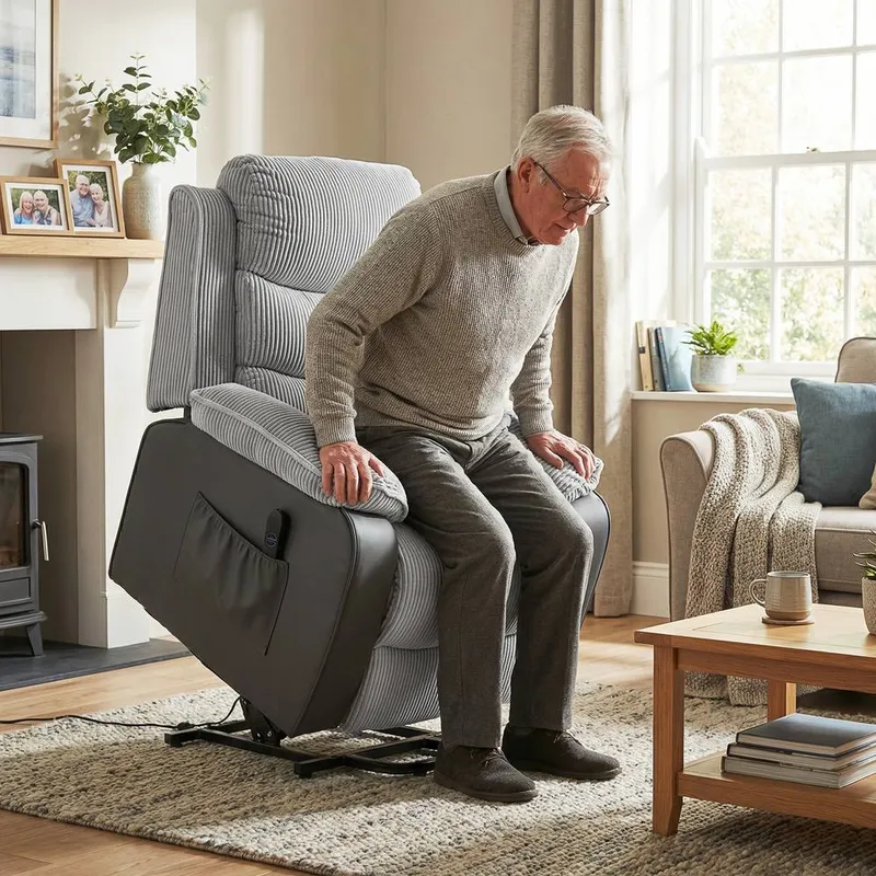 Homcom Power Lift Riser Recliner Chair with High Back, Remote, Light Grey - Light Grey - Size: One Size