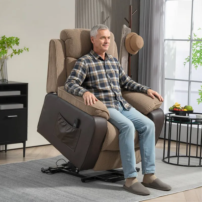 Homcom Power Lift Riser & Recliner Chair with Remote Control in Brown - Brown