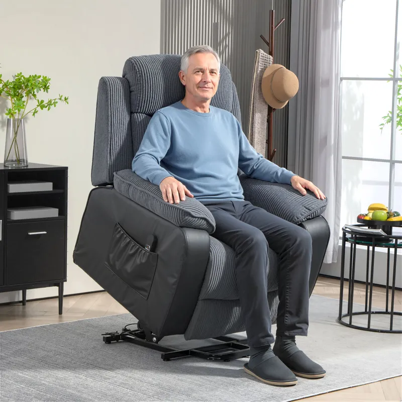 Homcom Power Lift Riser & Recliner Chair with Remote Control in Dark Grey Dark Grey