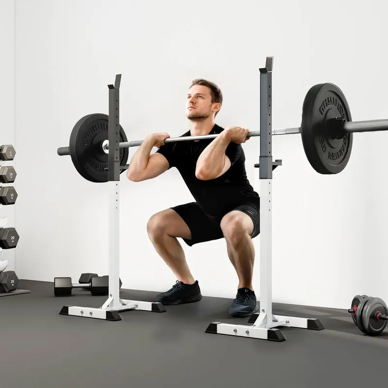 Homcom Power Rack Weight Stand Bar Barbell Squat Stand Spotter, for Home Workout in Black Size: 160cm - Black - Size: 160cm