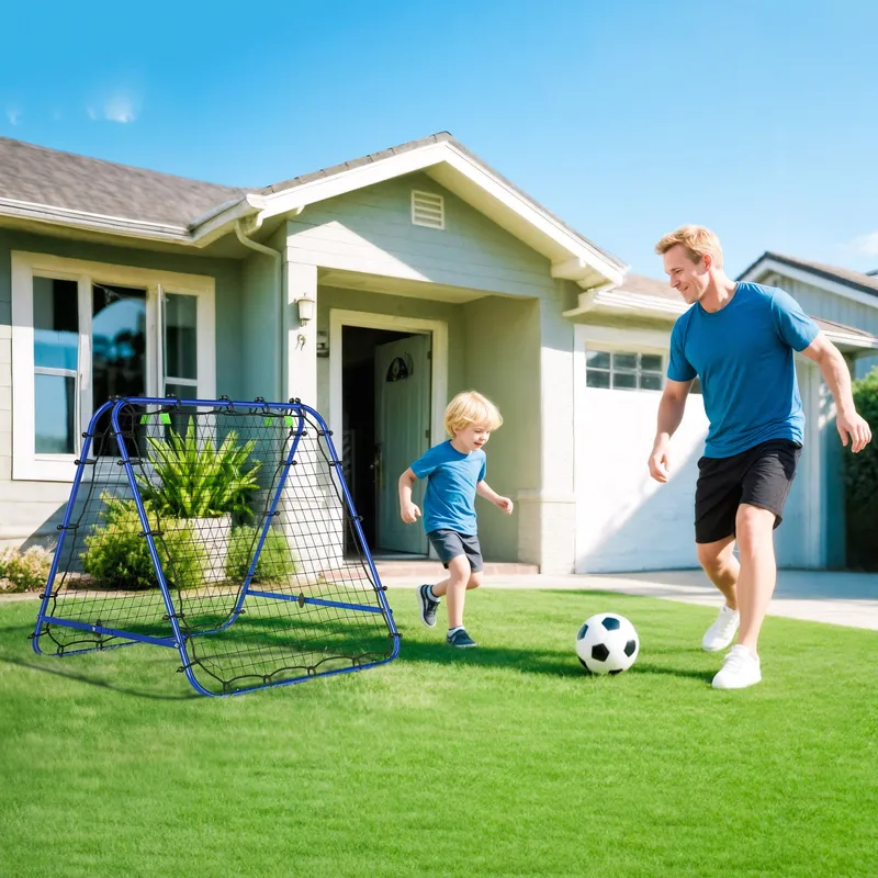Homcom - Rebounder Net Football Target Goal with Adjustable Angles, Blue
