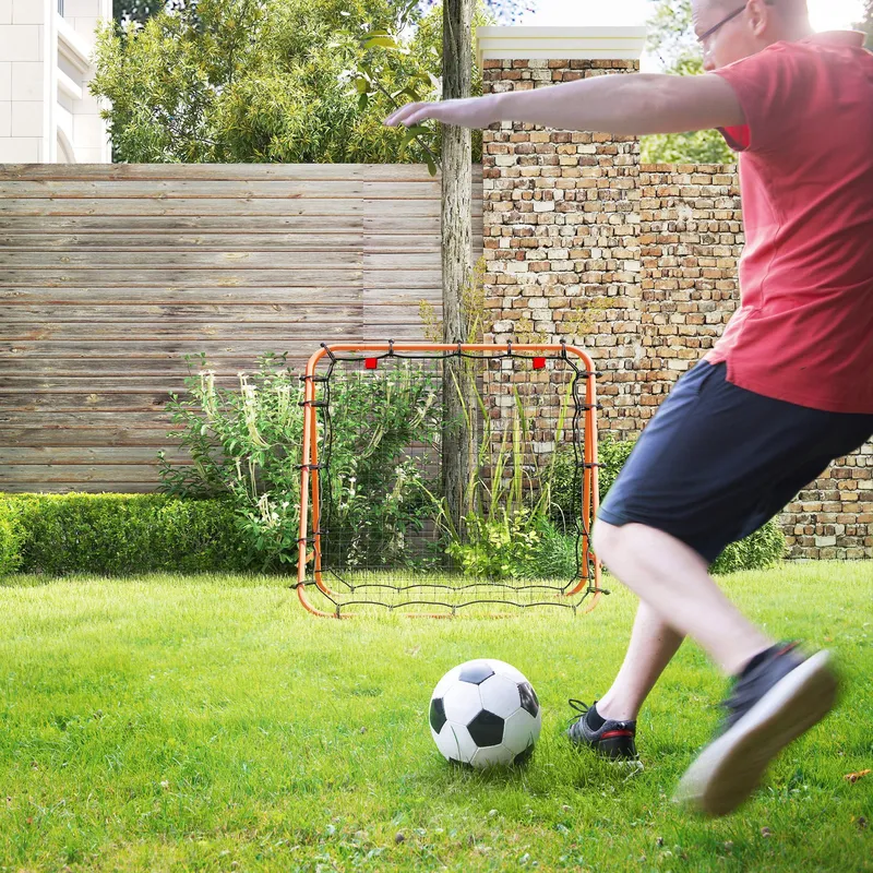Homcom Rebounder Net Football Target Goal with Adjustable Angles, Orange